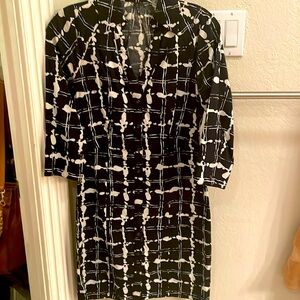Bella Bella black dress with cream geometric print, size 2